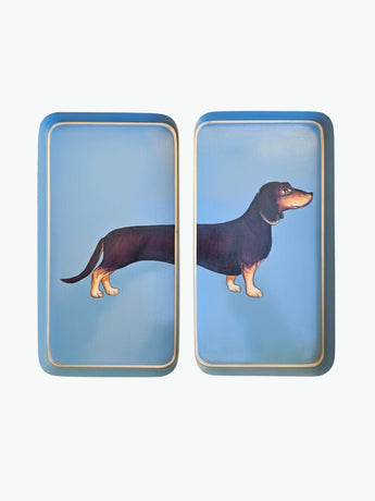 Les Ottomans Dachshund Hand-Painted Tray ( Set Of Two)