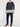 Vertical Color Block Crew Neck Sweatshirt Navy Blue | D