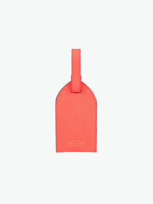 Smythson Luggage Tag in Panama Bright Coral